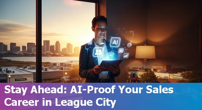 Sales rep using AI tools on a laptop in League City, Texas — illustrating AI-augmented selling in League City, Texas.