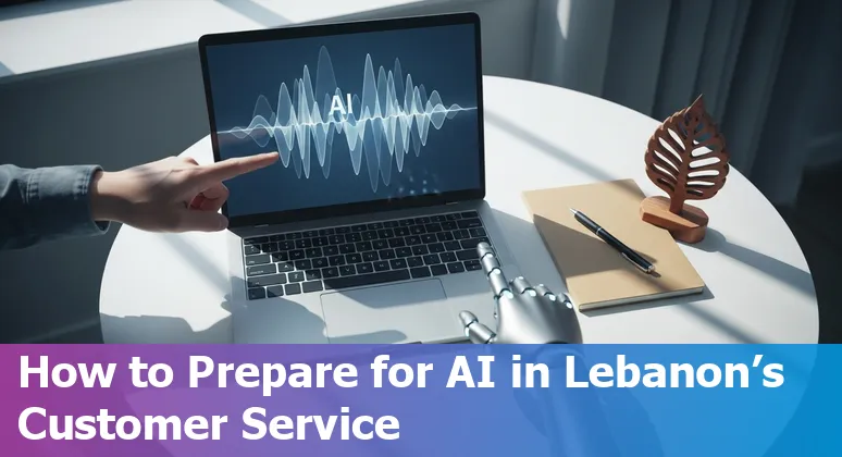 Illustration of a Lebanese customer service agent working with an AI chatbot in Lebanon