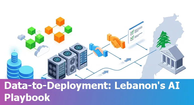 Illustration of AI in Lebanon financial services 2025 showing banks, fintechs, data infrastructure and governance in Lebanon
