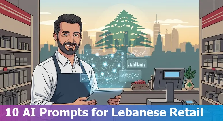Illustration of AI use cases in Lebanese retail featuring Eqlim, Fig, Cloudfish and Yakshof with retail icons