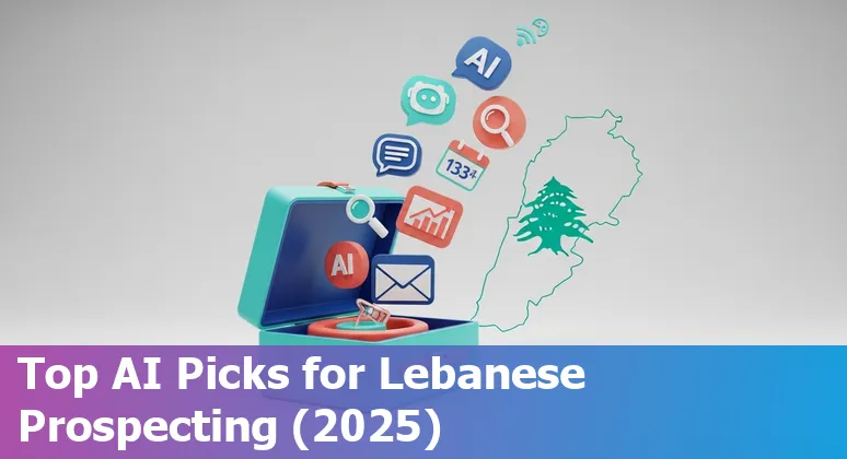 Lebanese sales professional using AI sales tools on a laptop with Beirut skyline in the background