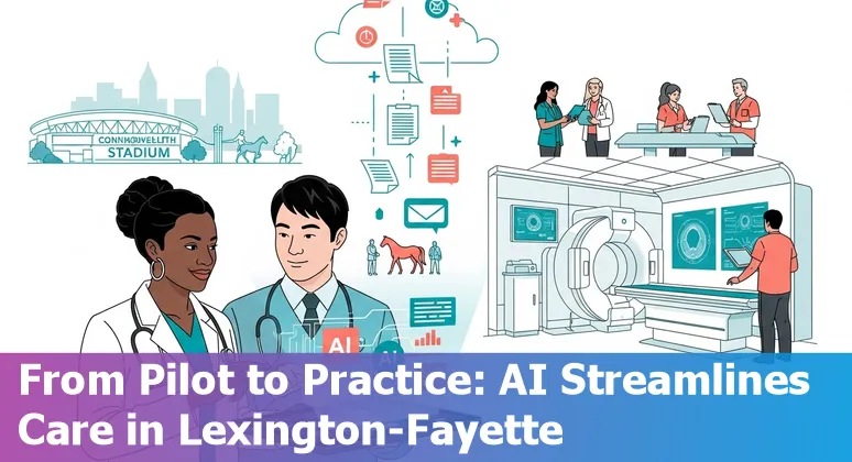 Healthcare team using AI dashboard in Lexington-Fayette, Kentucky, US hospital to improve efficiency and cut costs.