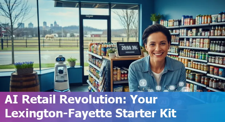 Lexington-Fayette, KY retail store with AI icons showing pricing, eGrocery, inventory and sales tax automation in Kentucky.