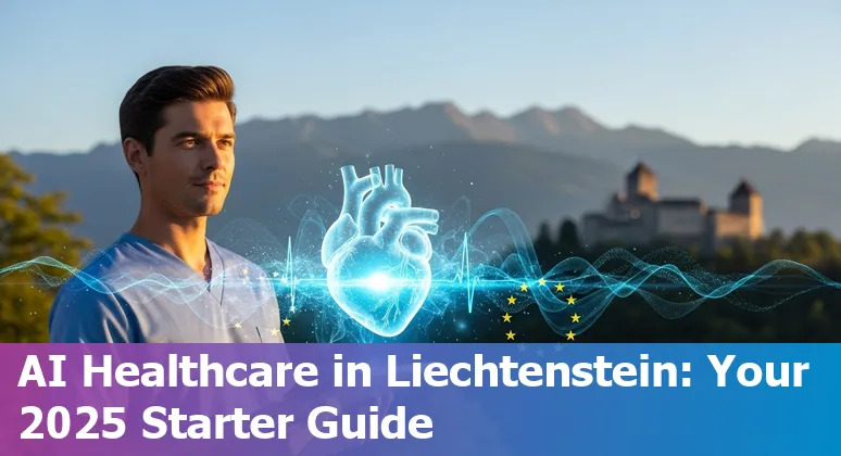 Illustration of healthcare AI in Liechtenstein 2025: map of Liechtenstein with hospital and AI icons representing AI in Liechtenstein healthcare