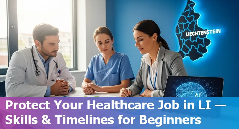 Liechtenstein healthcare workers reviewing AI and training options in a hospital meeting
