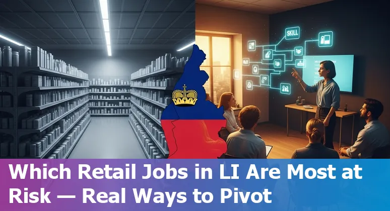 Retail workers in Liechtenstein adapting to AI: cashier, customer service, warehouse, foodservice, and bookkeeping roles.