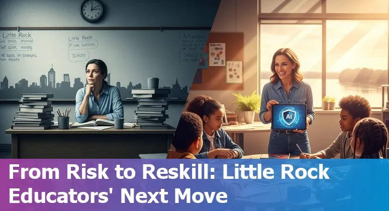 Teacher using AI tools in a Little Rock classroom while collaborating with students and community partners