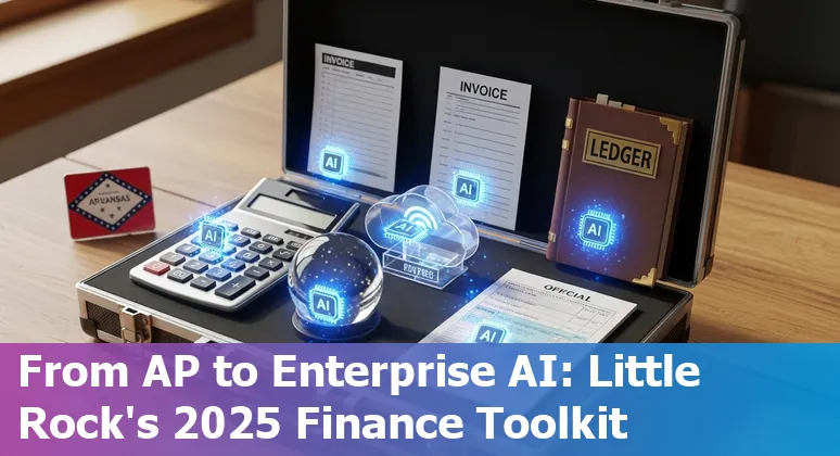 Finance professional in Little Rock using AI finance tools dashboard on laptop