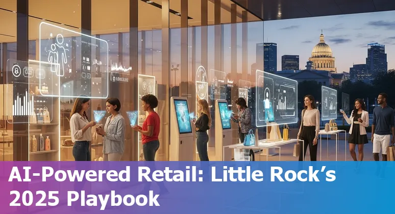 Retail AI strategy meeting with Little Rock, Arkansas storefront backdrop