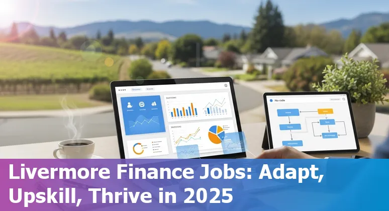 Finance professional using AI dashboard in Livermore, California office with Centennial Light reference