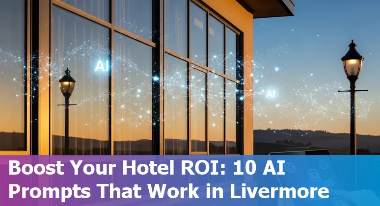 Hospitality staff using AI tools on a tablet at a Livermore hotel near vineyards