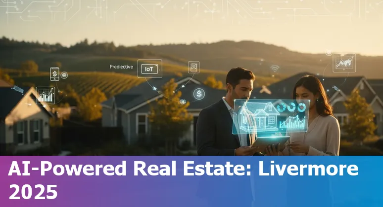 AI-driven Livermore, California real estate dashboard showing AVM prices, neighborhood heatmaps, and IoT sensors