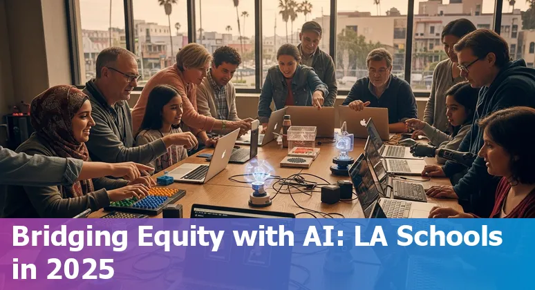 Students and educators using AI tools at a Los Angeles, California campus in 2025