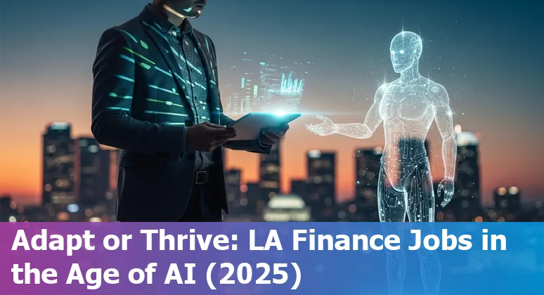 Los Angeles skyline with finance charts and AI icons — Los Angeles, California