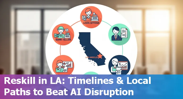 Los Angeles skyline with icons for banking, loans, insurance, wealth management, and accounting showing AI impact.