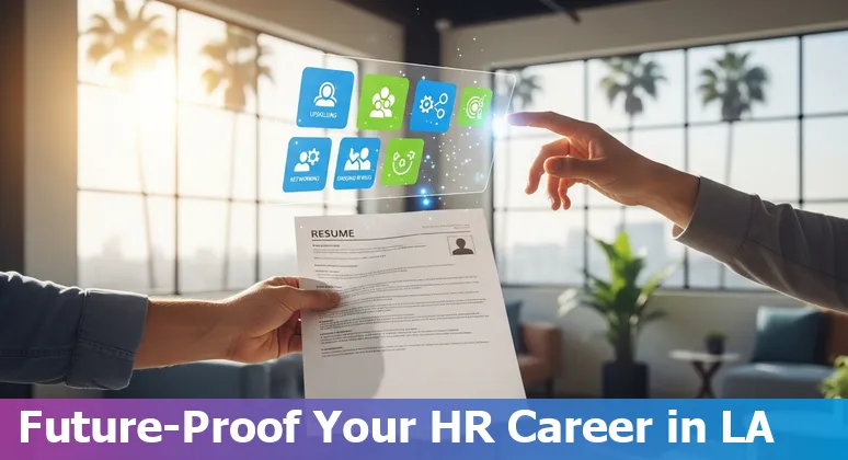 Los Angeles, California HR professional using AI tools on a laptop — 2025 workforce scene