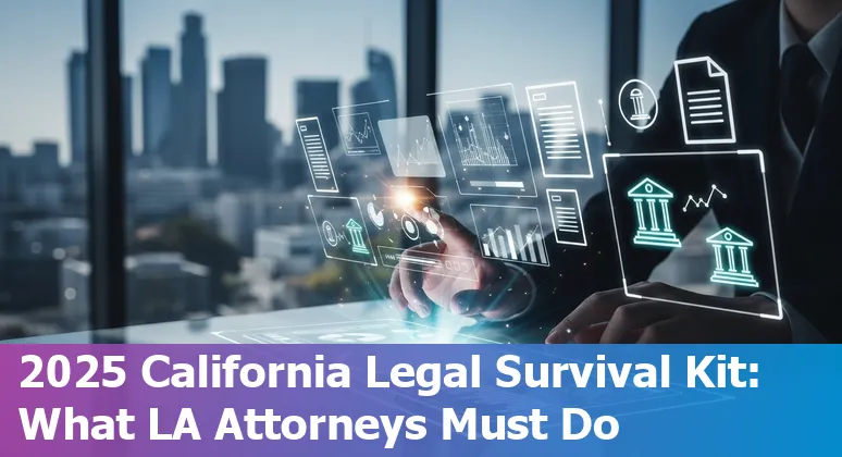 Los Angeles 2025 legal AI guide: lawyers reviewing AI output with California skyline in background