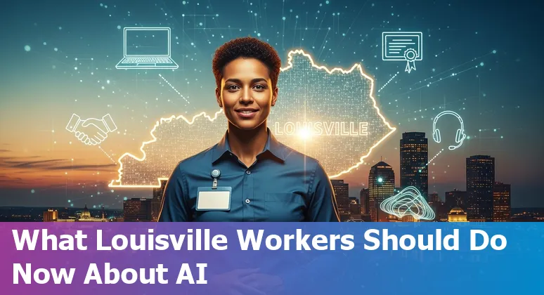 Customer service worker using AI tools at a help desk in Louisville, Kentucky
