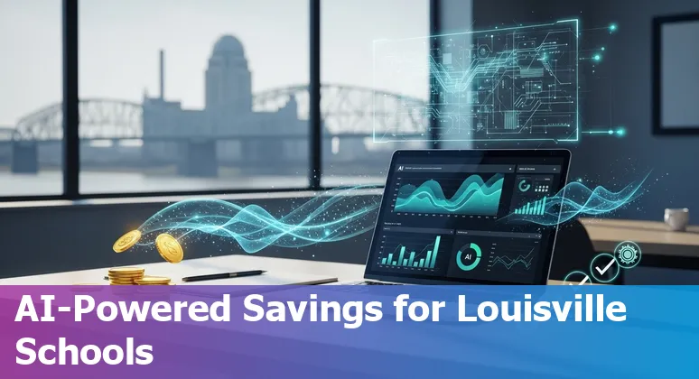 Education staff using AI tools in a Louisville, KY school office to automate tasks and reduce costs
