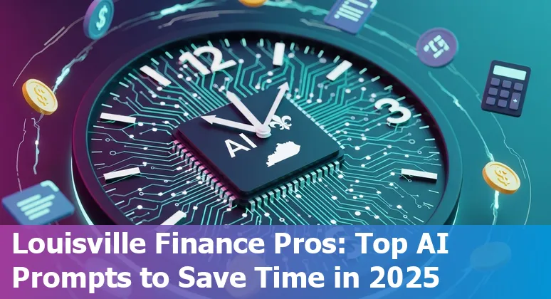 Finance professional in Louisville using AI prompts on a laptop to optimize cash flow and month-end close.