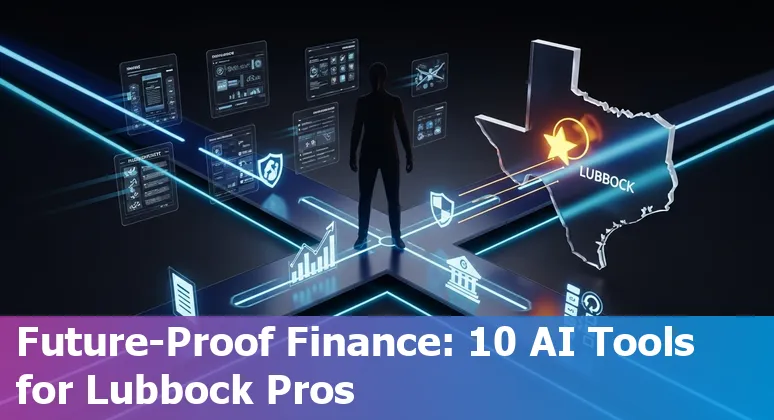 Finance professional in Lubbock reviewing AI tool dashboards for AP, forecasting, and compliance.