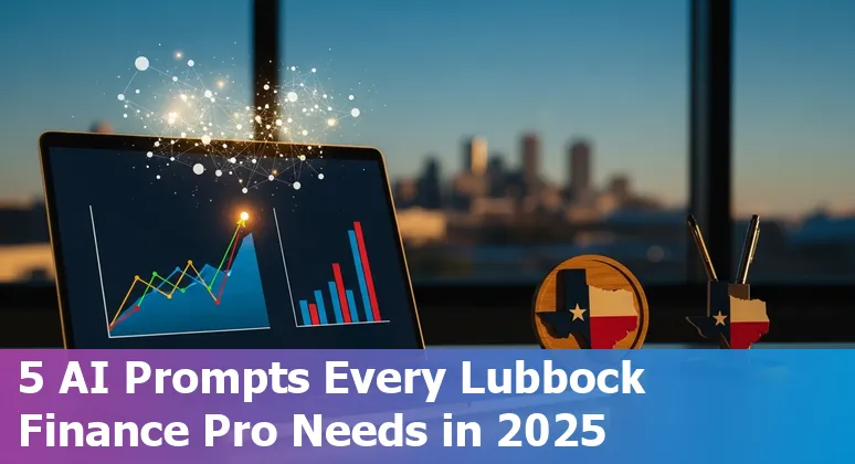 Lubbock finance professional using AI prompts on laptop for forecast, AR, and investor reports.