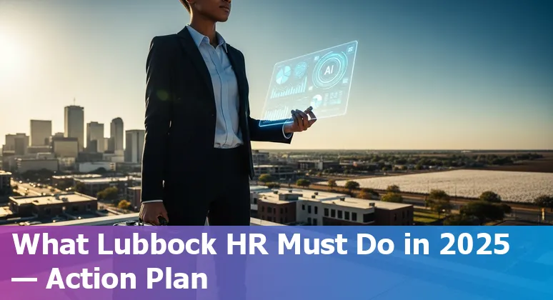 HR professional using AI tools on a laptop in Lubbock, Texas office — 2025 HR and AI in Texas