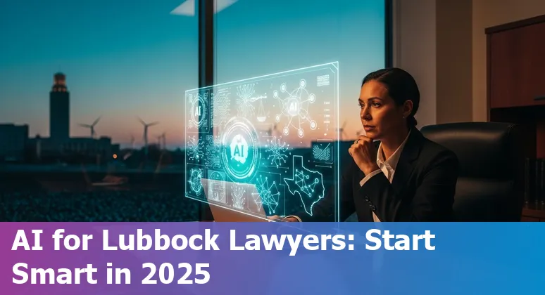 Lubbock, Texas legal professionals using AI tools in 2025 — laptop with law scales and Texas flag in background