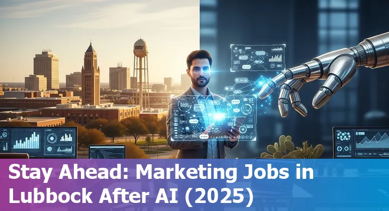 Lubbock, Texas marketer at a laptop learning AI tools in 2025