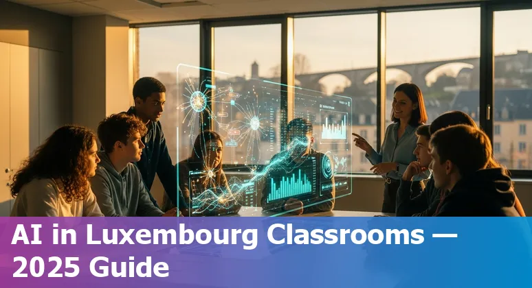 Students and teacher using AI tools in a Luxembourg classroom, 2025