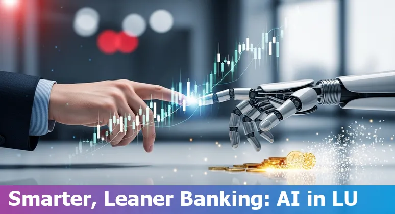 Financial services team using an AI dashboard in Luxembourg office
