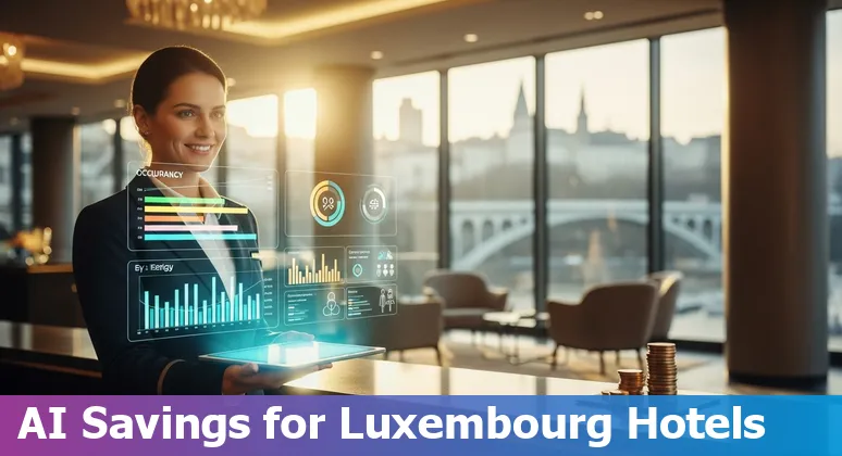 Hotel staff using AI dashboard and housekeeping robots in a Luxembourg hotel