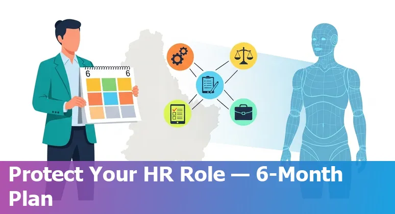 Graphic of AI and HR icons above a Luxembourg city skyline representing AI impact on HR jobs in Luxembourg