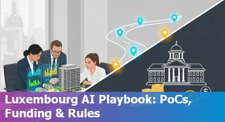 Overview of AI applications in Luxembourg real estate 2025 showing virtual tours, valuations and regulatory icons in Luxembourg