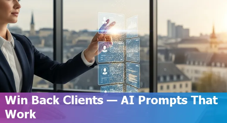 Sales professional using AI prompts on laptop with Luxembourg flag and multilingual icons