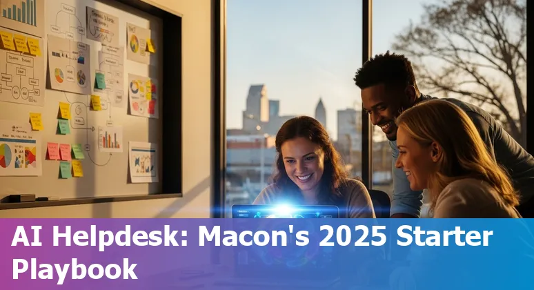 Customer service agent using AI tools on a laptop in Macon, Georgia, 2025
