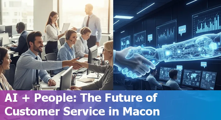 Customer service agent using AI tools in Macon, Georgia call center, USA