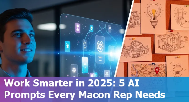 Customer service agent in Macon using AI prompts on a laptop to automate responses and prioritize tasks