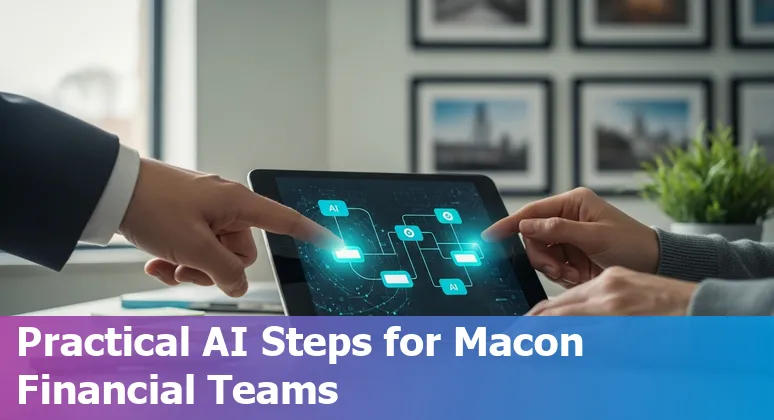 Business team discussing AI strategy for financial services in Macon, GA in 2025 — local resources and regulations included.