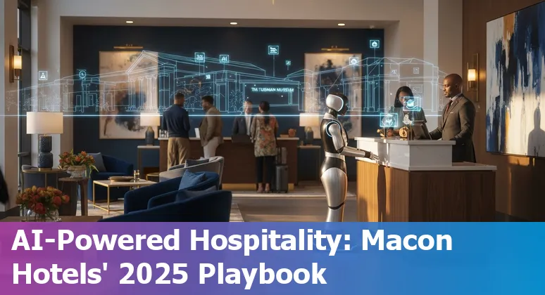 Hotel lobby AI demo in Macon, Georgia, showing virtual concierge and staff using AI tools in 2025