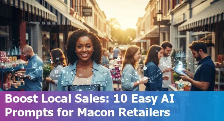Retail store manager in Macon using AI dashboard for inventory, personalization, and pricing optimization.