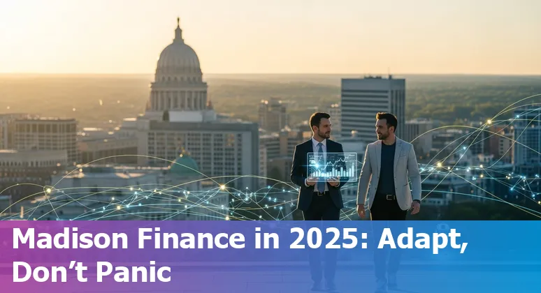 Finance team using AI tools in an office in Madison, Wisconsin - concept image