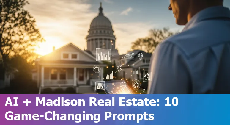 Madison, Wisconsin real estate agent using AI tools on a laptop with a city map and home photos.