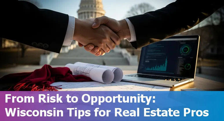 Madison real estate agent using AI tools on laptop with Wisconsin Capitol in background