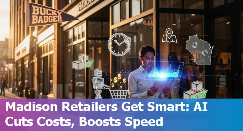 Retail employees using AI tools in a Madison, Wisconsin store to improve efficiency and cut costs