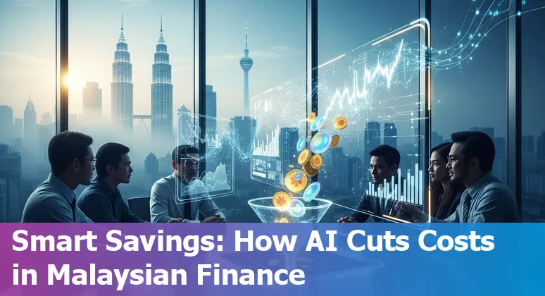 Illustration of AI improving efficiency and cutting costs in Malaysia's financial services sector