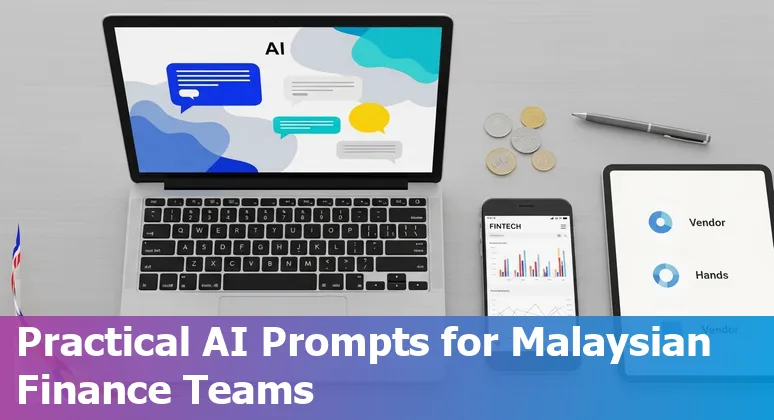 Illustration of top 10 AI use cases for Malaysia financial services including fraud detection, cashflow forecasting, chatbots and smart contracts