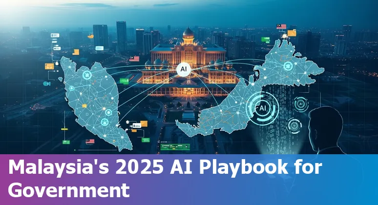 Illustration of AI in Malaysia government 2025 showing NAIO, AI Guidelines and public sector applications in Malaysia