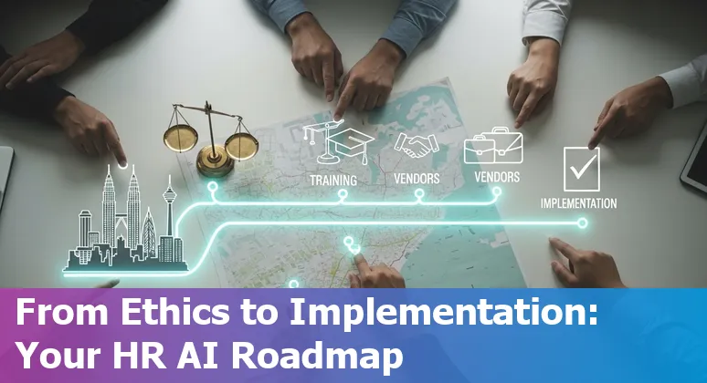 Illustration of Malaysian HR professionals using AI tools in Malaysia, 2025