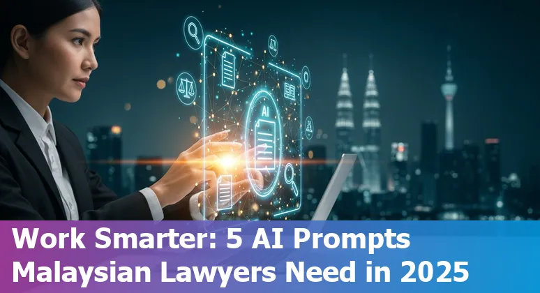 Lawyer using AI on a laptop to draft and review contracts with PDPA compliance notes, Malaysia 2025
